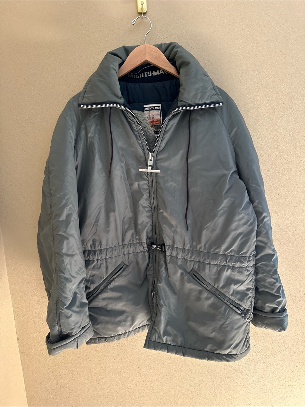 Vtg Might Mac Jacket‎ Mens Size 42 Hidden Hood Made in USA *Flaw Read*
